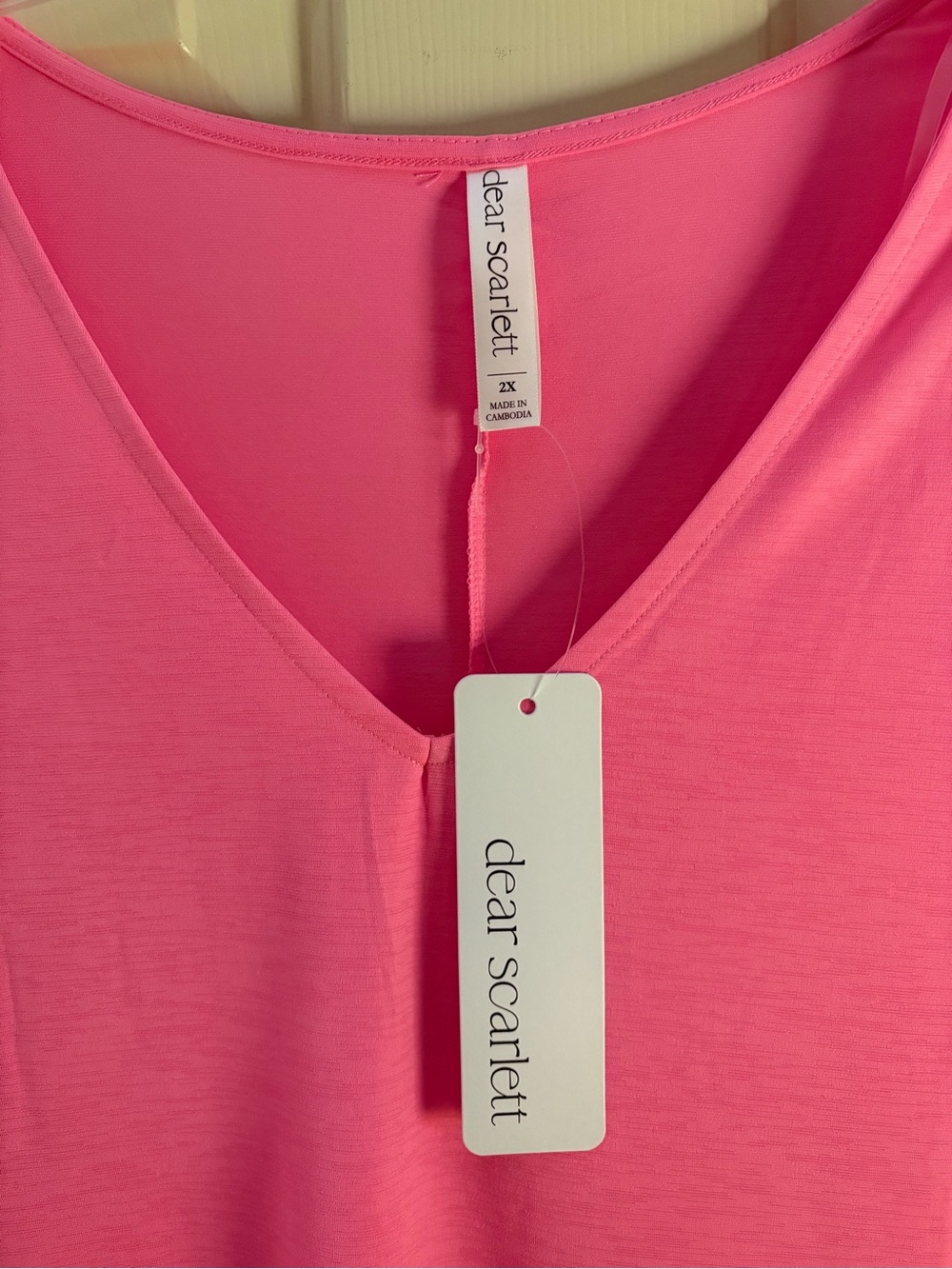 Dear Scarlett Pink V-Neck Short Sleeve Women’s Top NWT Size 2x - Picture 3 of 5